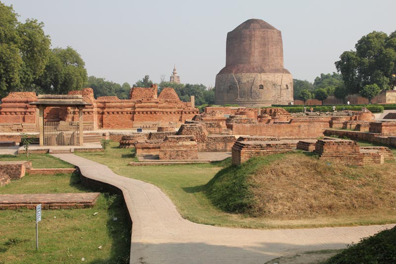 Dhamek stupa and monastery ruins