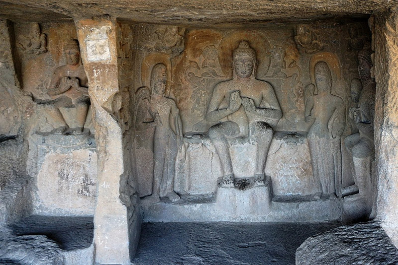 Buddha and Bodhisattvas, Cave 23 at Pandavleni, Nasik